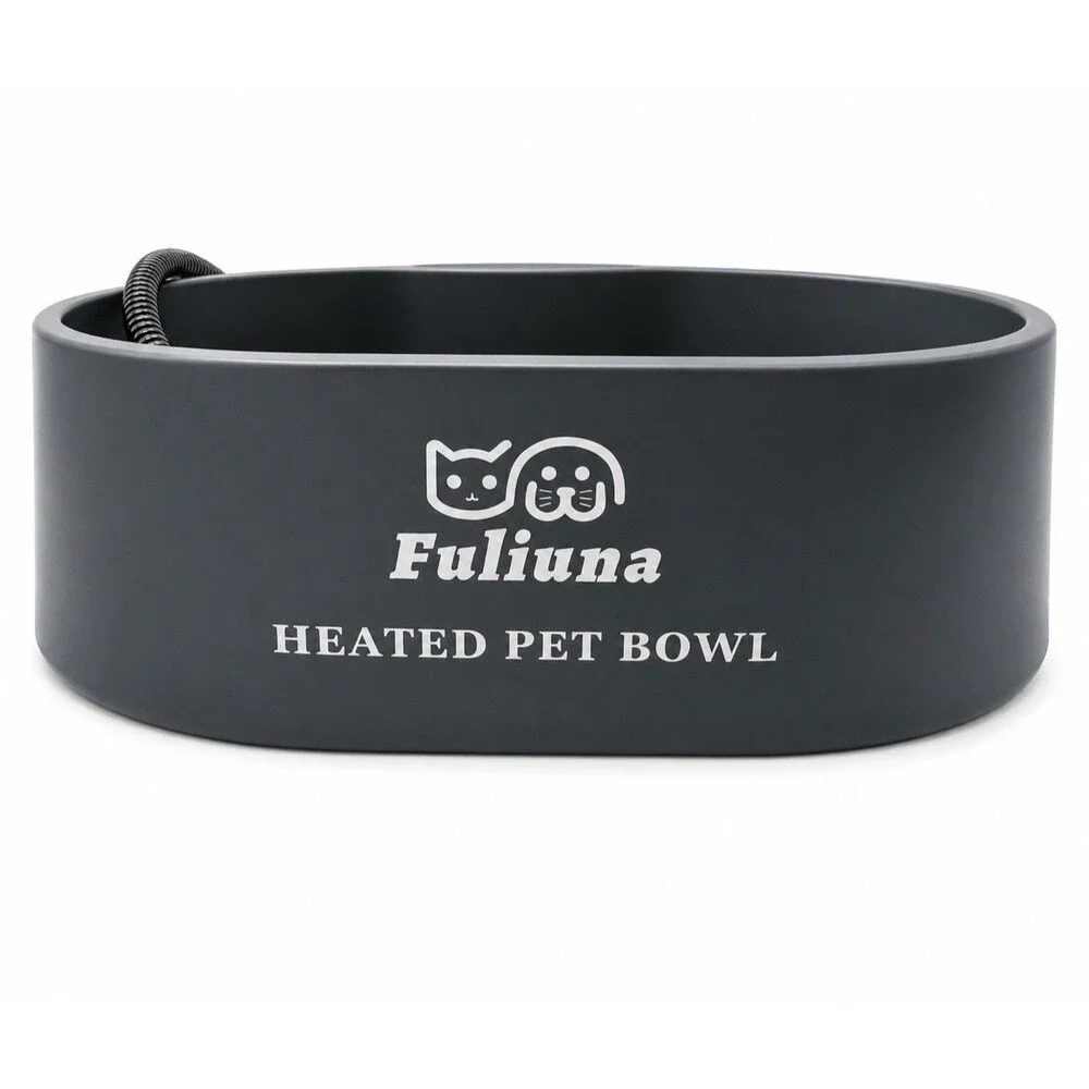 Fuliuna Outdoor Heated Water Bowl for Dog & Cat, Anti Chew Cord Large 125 OZ